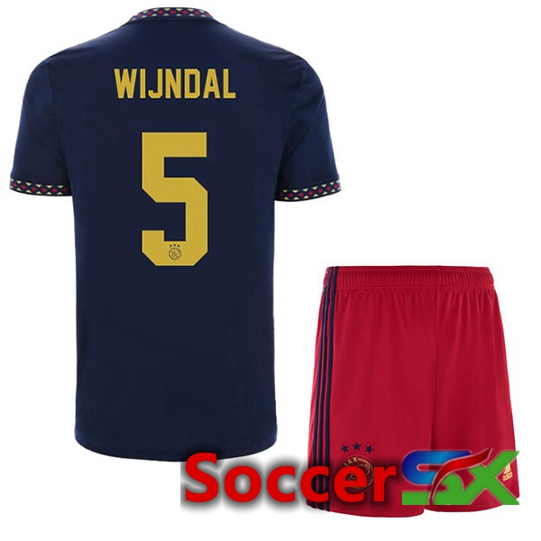 AFC Ajax (Wijndal 5) Kids Away Jersey Black 2022/2023