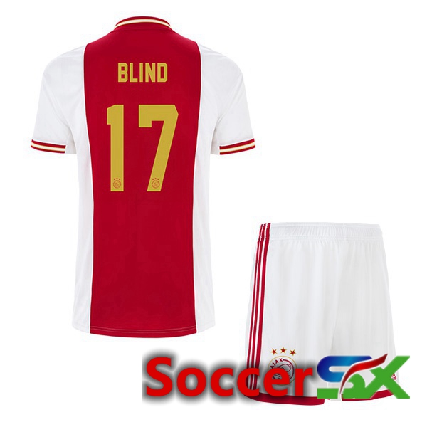 AFC Ajax (Blind 17) Kids Home Jersey White Red 2022 2023