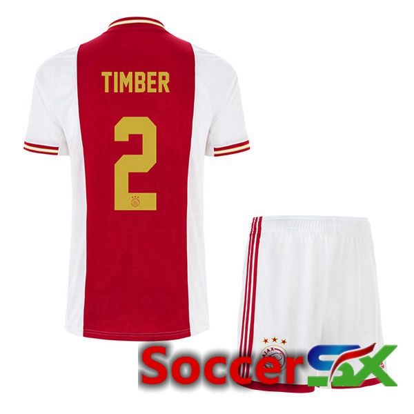 AFC Ajax (Timber 2) Kids Home Jersey White Red 2022 2023