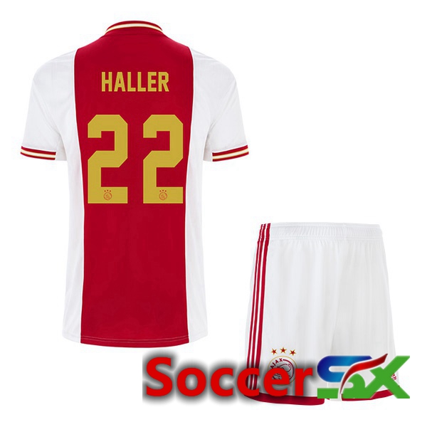 AFC Ajax (Haller 22) Kids Home Jersey White Red 2022 2023