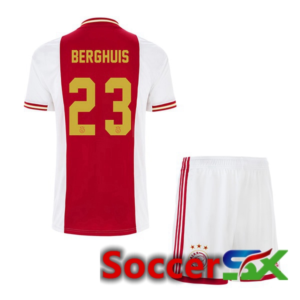 AFC Ajax (Berghuis 23) Kids Home Jersey White Red 2022 2023