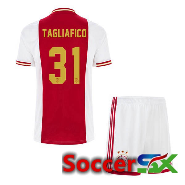 AFC Ajax (Tagliafico 31) Kids Home Jersey White Red 2022 2023