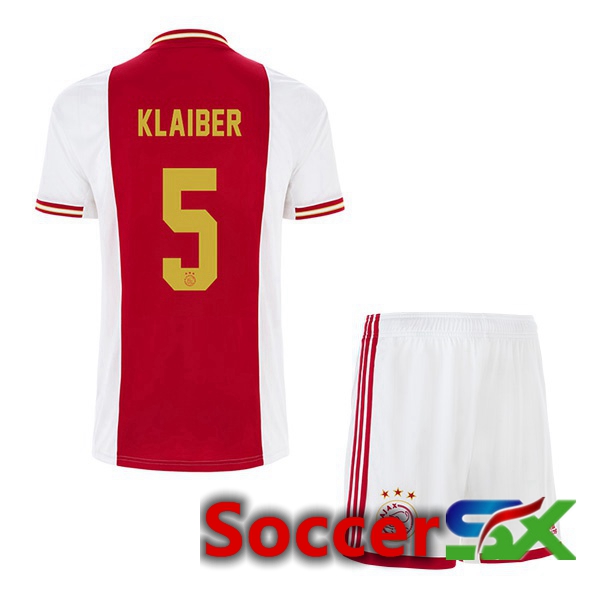 AFC Ajax (Klaiber 5) Kids Home Jersey White Red 2022 2023