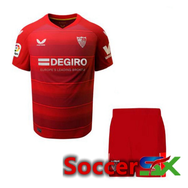 Sevilla FC Kids Away Jersey Red 2022 2023