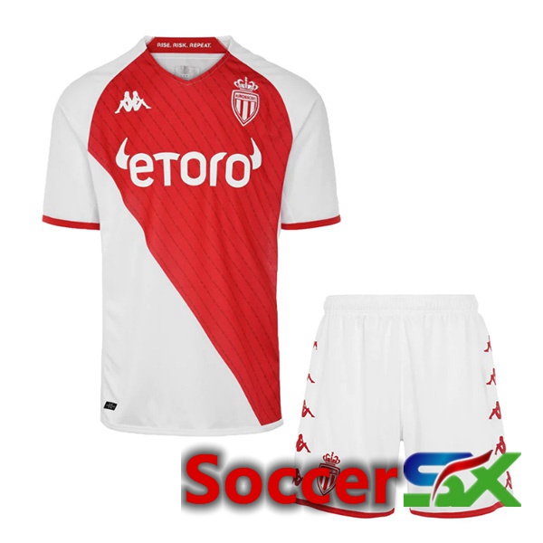 AS Monaco Kids Home Jersey Red White 2022/2023