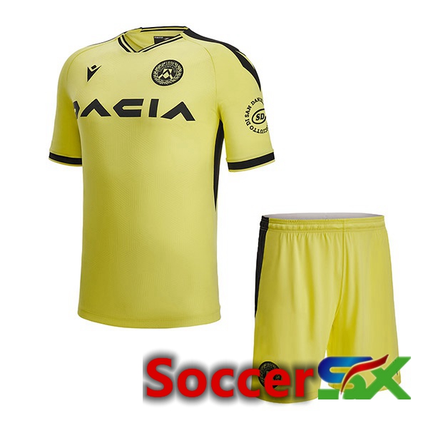 Udinese Calcio Kids Away Jersey Black Yellow 2022/2023