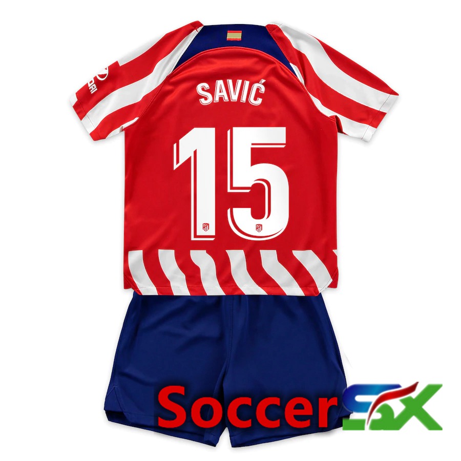 Atletico Madrid (Savić 15) Kids Home Jersey 2022/2023