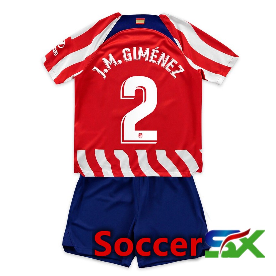 Atletico Madrid (J.M.Giménez 2) Kids Home Jersey 2022/2023