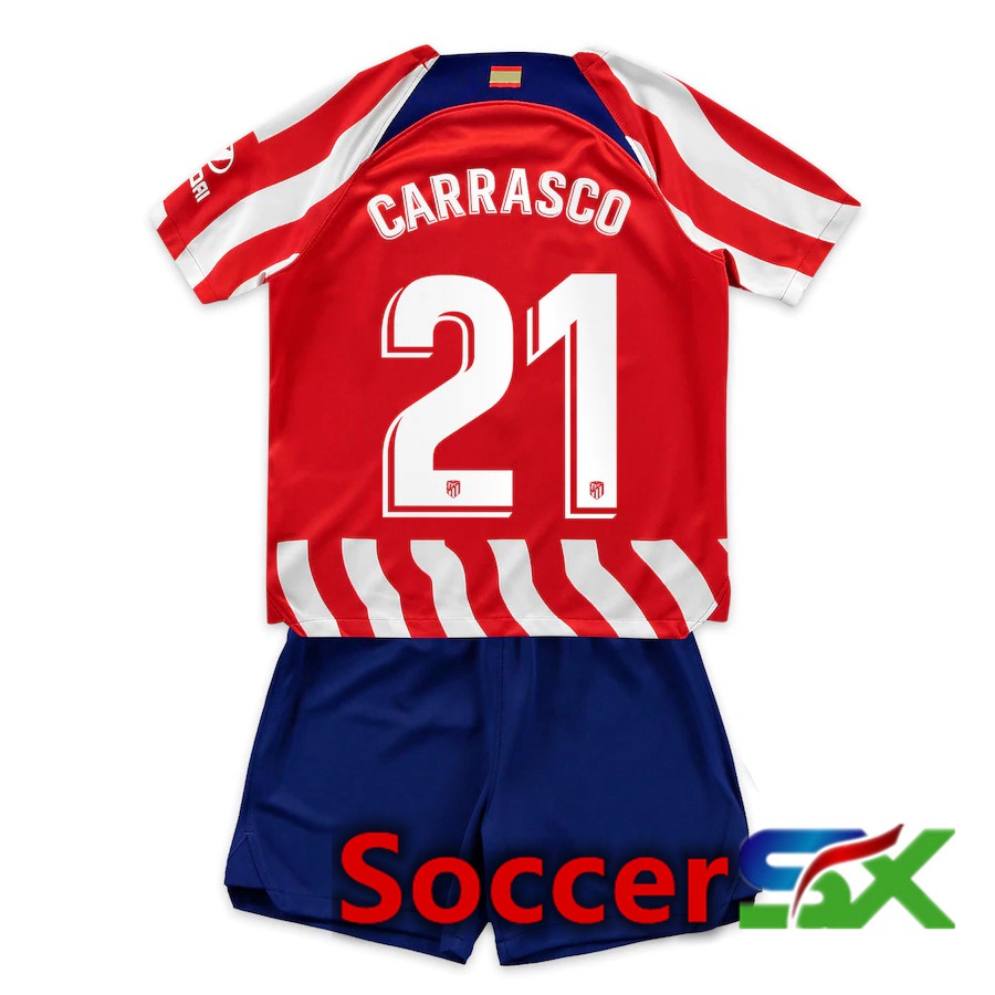 Atletico Madrid (Carrasco 21) Kids Home Jersey 2022/2023