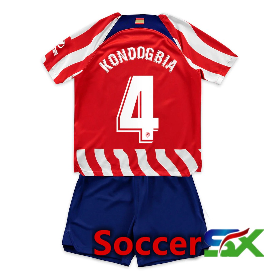 Atletico Madrid (Kondogbia 4) Kids Home Jersey 2022/2023