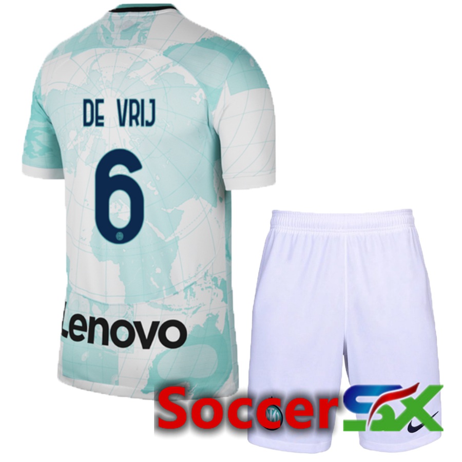 Inter Milan (De Vrij 6) Kids Away Jersey 2022/2023