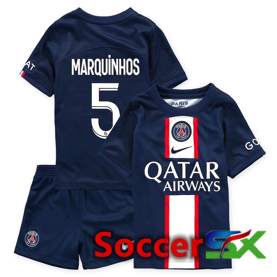 Paris PSG (Marquinhos 5) Kids Home Jersey 2022/2023