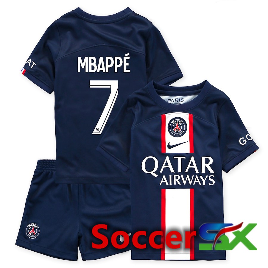 Paris PSG (Mbappé 7) Kids Home Jersey 2022/2023