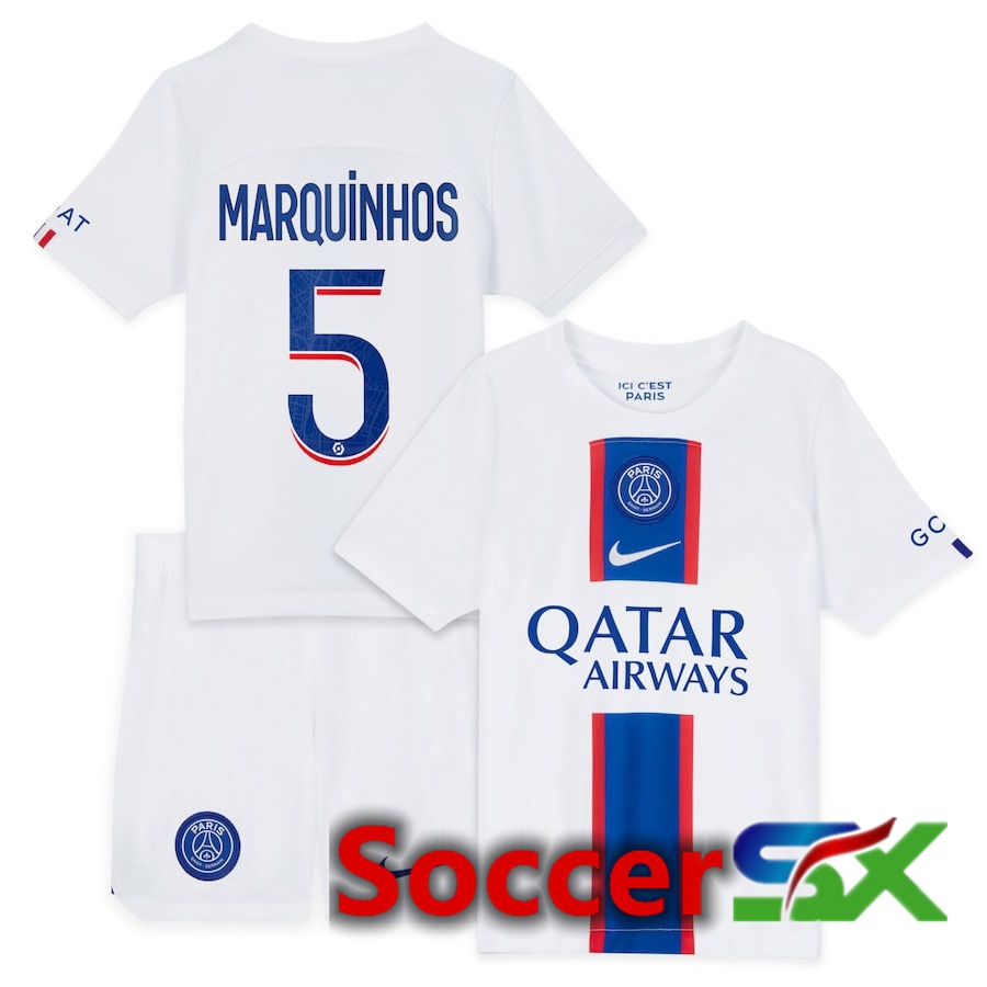 Paris PSG (Marquinhos 5) Kids Third Jersey 2022/2023