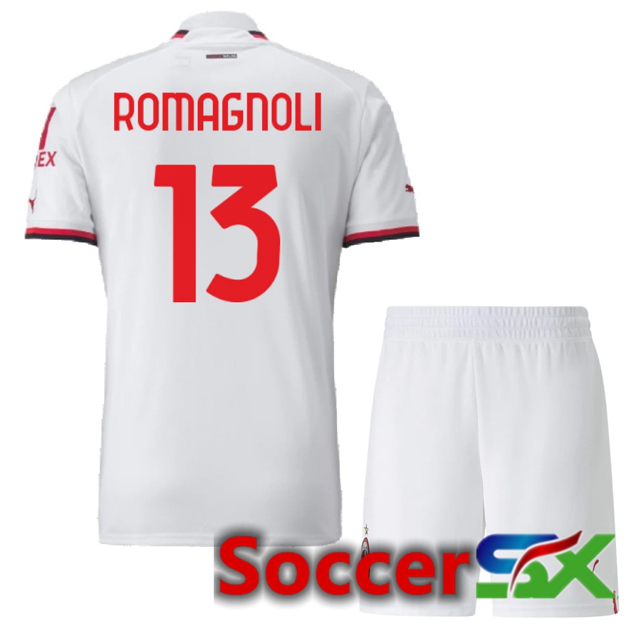 AC Milan (Romagnoli 13) Kids Away Jersey 2022/2023