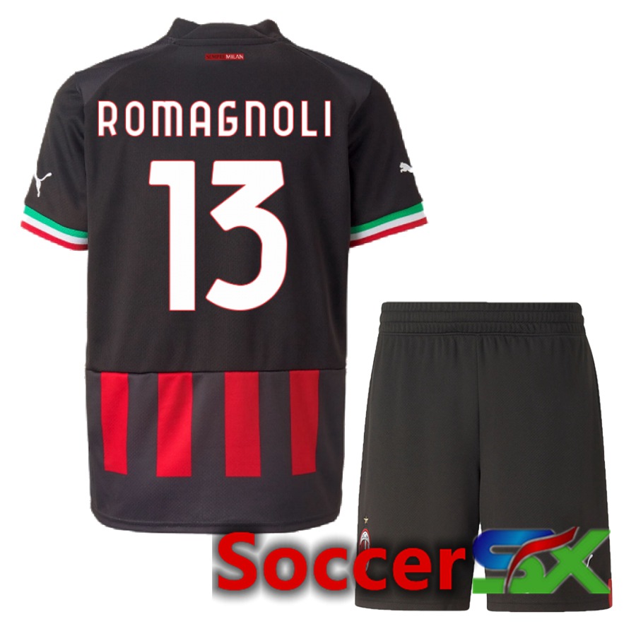 AC Milan (Romagnoli 13) Kids Home Jersey 2022/2023