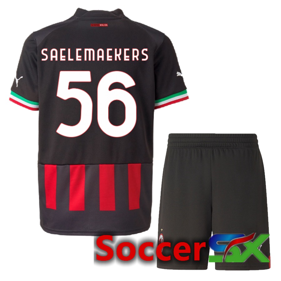 AC Milan (Saelemaekers 56) Kids Home Jersey 2022/2023