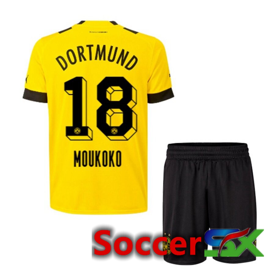 Dortmund BVB (MOUKOKO 18) Kids Home Jersey 2022/2023