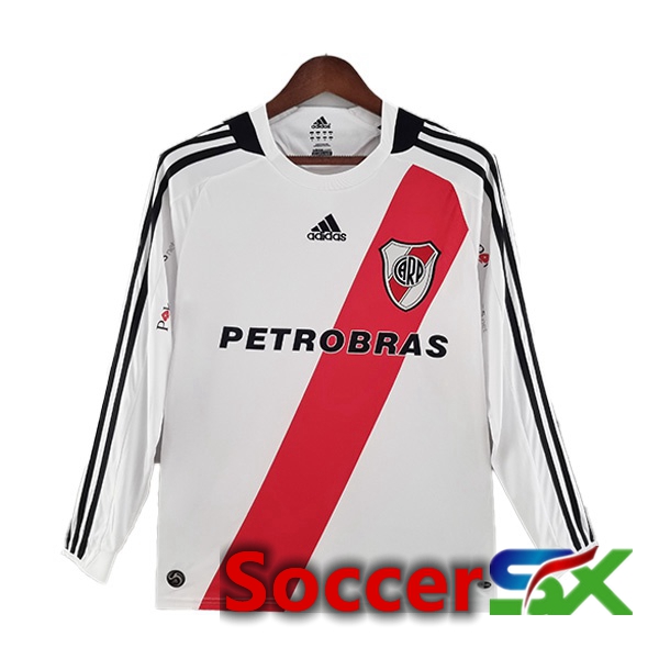 River Plate Retro Home Jersey Long Sleeve White Red 2009-2010