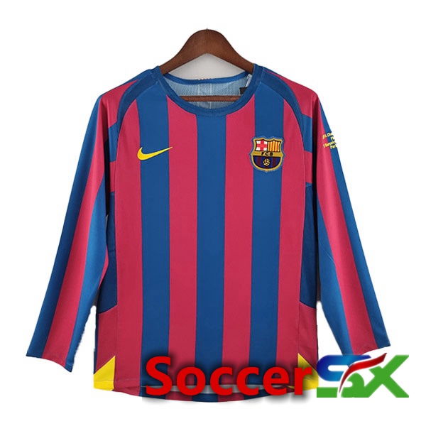 FC Barcelona Retro Home Jersey Long Sleeve Red Blue 2005-2006