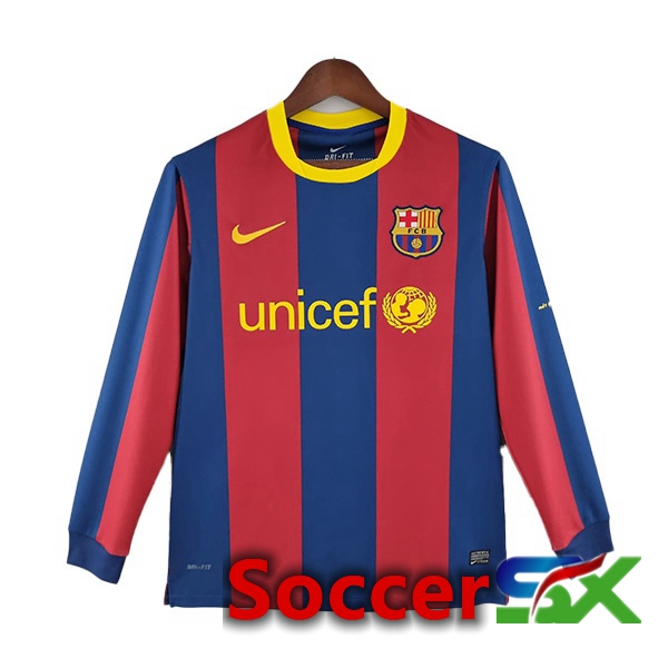 FC Barcelona Retro Home Jersey Long Sleeve Red Blue 2010-2011