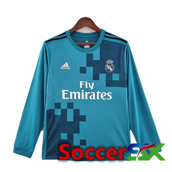 Real Madrid Retro Third Jersey Long Sleeve Blue 2017-2018