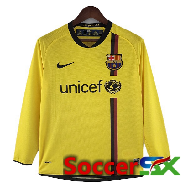 FC Barcelona Retro Away Jersey Long Sleeve Yellow 2008-2009