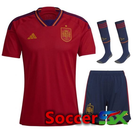 Spain Home Jersey (Shorts + Sock) World Cup 2022